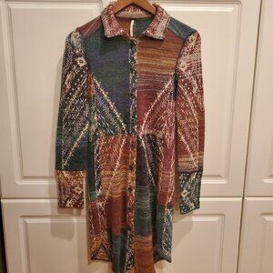 Free People Long Boho Knit Wool Blend Cardigan XS